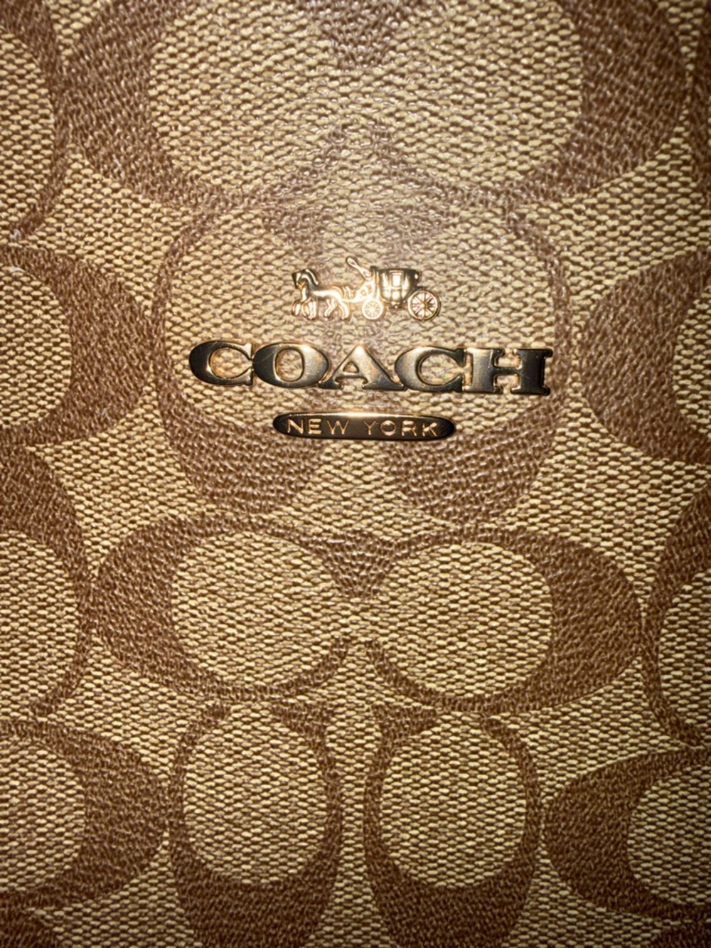 Coach Brown Signature Canvas Tote with Magenta Trim - Picture 5 of 7